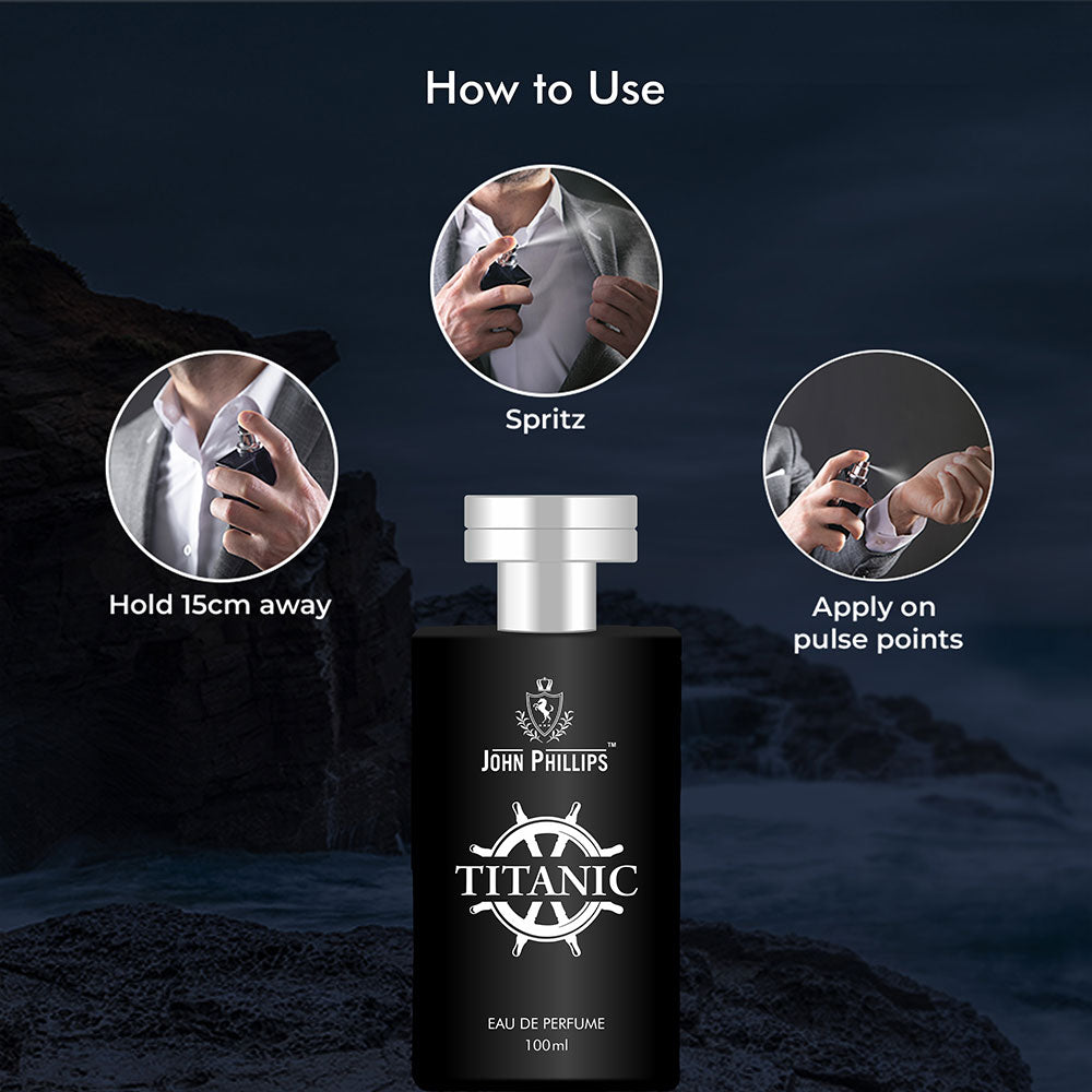 John Phillips Titanic Daily Casual Wear & Party Wear Eau De French Perfume 100ml 3.4 Fl.oz. | Skin Friendly & Long Lasting Perfume