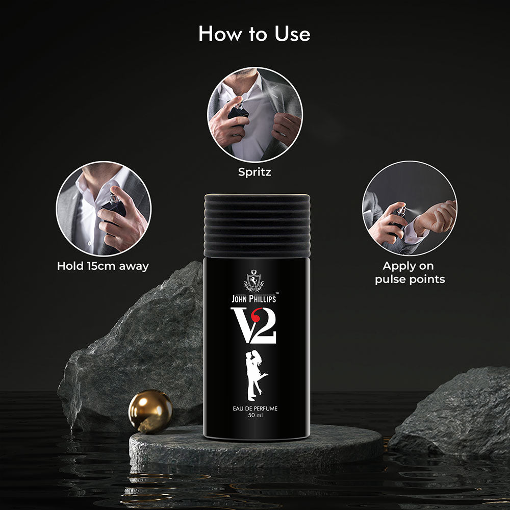 John Phillips V2 Daily Wear Casual Eau De French Perfume 50ml 1.7 Fl.oz. Skin Friendly & Long Lasting Citrus Perfume | Unisex Fragrance For Travel, Dates & Party
