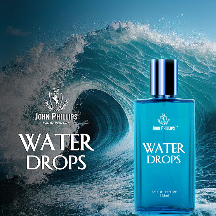 John Phillips Water Drops 125ml 4.2 Fl.oz. & Blue Sportz  Eau De Parfum 100ml 3.4 Fl.oz. | French Perfume Combo Gift Set Of 2 For Men