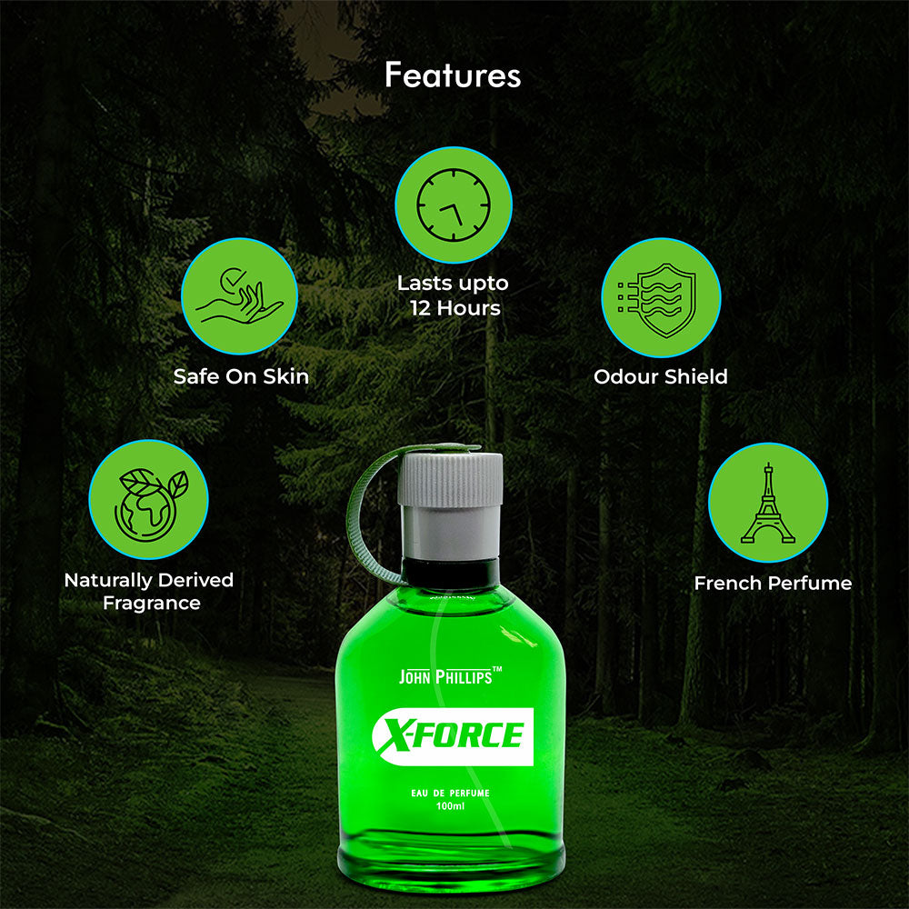 John Phillips X-force Eau De Parfum 100ml 3.4 Fl.oz. Skin Friendly & Long Lasting Citrus Perfume | Men Fragrance