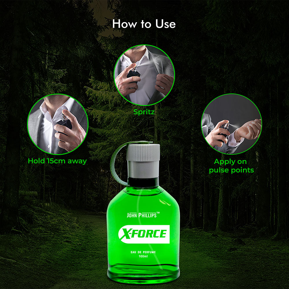 John Phillips X-force Eau De Parfum 100ml 3.4 Fl.oz. Skin Friendly & Long Lasting Citrus Perfume | Men Fragrance