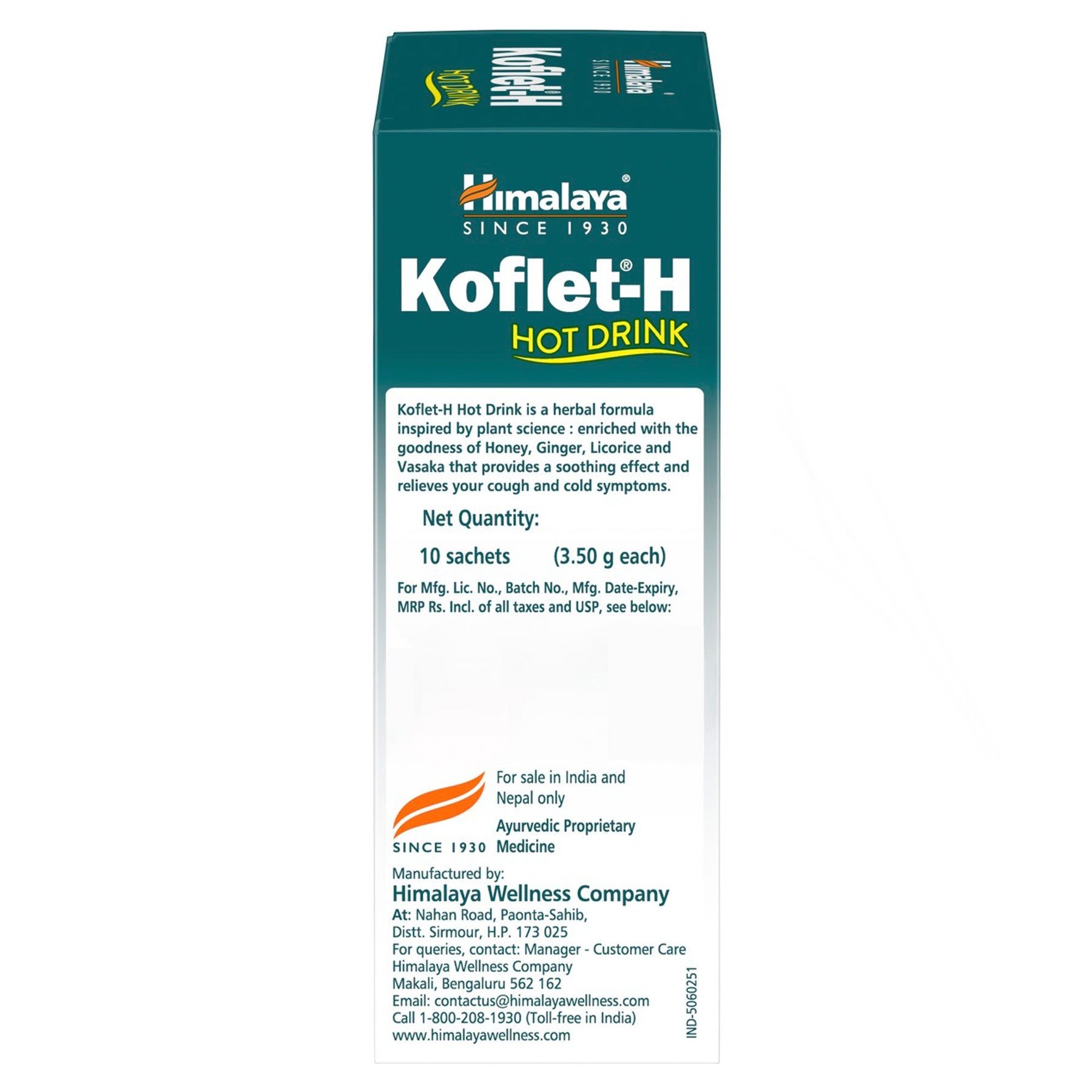Himalaya Koflet-H Hot Drink Sachet, Ginger, Contains Clinically Tested Herbs For Natural Wellness | 10 Sachets