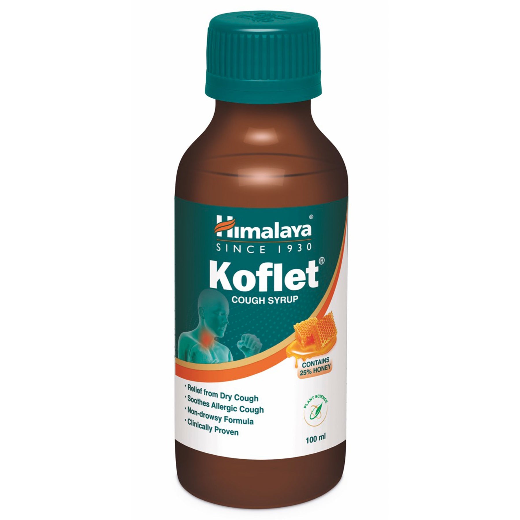 Himalaya Koflet Syrup Relief From Cough, Sore Throat | Non-Drowsy Formula, Made With Herbs, Contains 25% Honey | 100ml