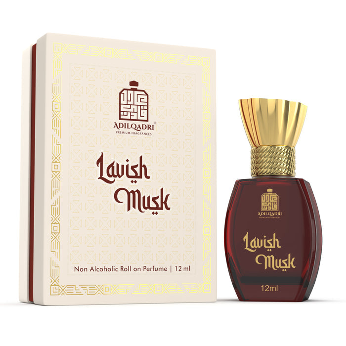 ADILQADRI LAVISH MUSK ATTAR | MUSKY UNIQUE SCENT | UNISEX NON-ALCOHOLIC ROLL-ON | LONG LASTING ATTAR - 12 ML 0.4 FL.OZ.