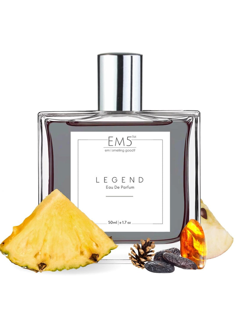 EM5 Legend Unisex EDP Perfume 50 Ml 1.7 Fl.oz. | Strong And Long Lasting | Aromatic Warm Spicy | Luxury Gift For Men / Women