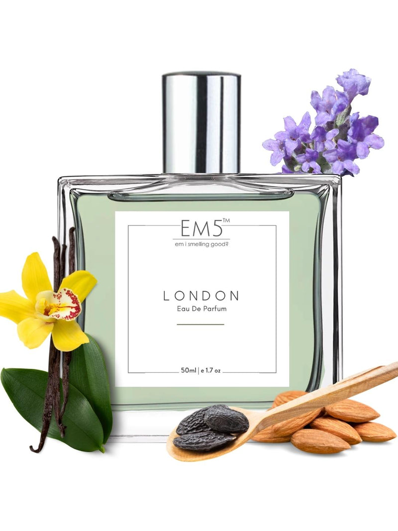 EM5 London Unisex Eau De Parfum 50 Ml 1.7 Fl.oz. | Strong & Long Lasting | Amber Warm Spicy Aromatic | Luxury Gift For Men & Women