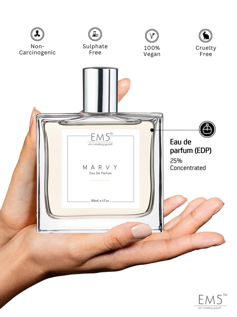 EM5 Marvy Eau De Parfum For Men 50 Ml 1.7 Fl.oz. | Strong And Long Lasting | Tobacco Sweet Rum | Luxury Gift For Men