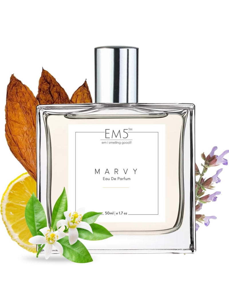 EM5 Marvy Eau De Parfum For Men 50 Ml 1.7 Fl.oz. | Strong And Long Lasting | Tobacco Sweet Rum | Luxury Gift For Men