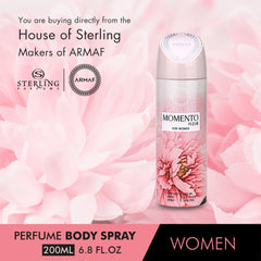 Armaf Momento Fleur Perfume Body Spray 200ml 6.7 Fl.oz. Long Lasting | Daily Wear For Women | Alcohol Free