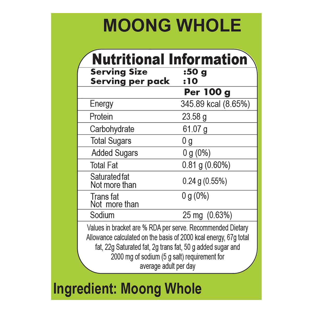 Patanjali Unpolished Moong Sabut 500gm