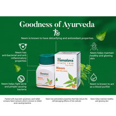 Himalaya Neem Tablets, Skin Wellness, Controls Acne & 100% Vegetarian | 60 Tablets