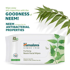 Himalaya Purifying Neem Facial Wipes, Soft And Non-Alcoholic With A Gentle Formulation | 25 Wipes
