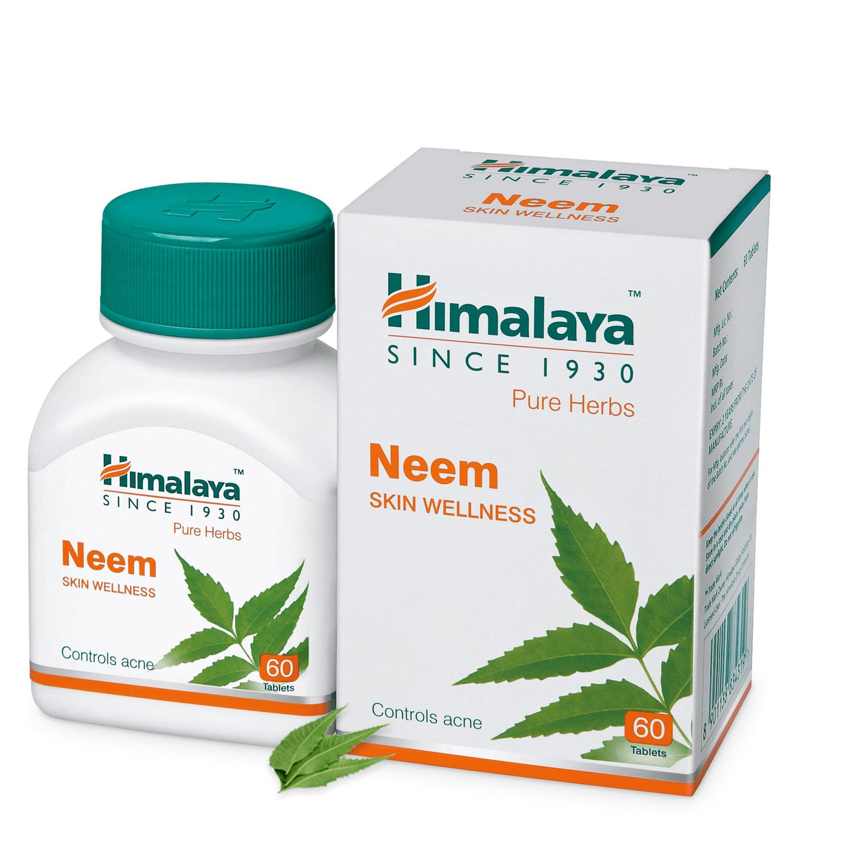 Himalaya Neem Tablets, Skin Wellness, Controls Acne & 100% Vegetarian | 60 Tablets