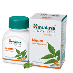 Himalaya Neem Tablets, Skin Wellness, Controls Acne & 100% Vegetarian | 60 Tablets
