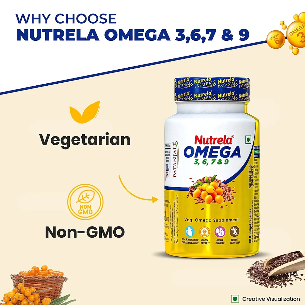 Patanjali Nutrela Organic Omega 3 6 7 & 9 (Pack Of 2), With Vitamin E (1.3%), 90gm