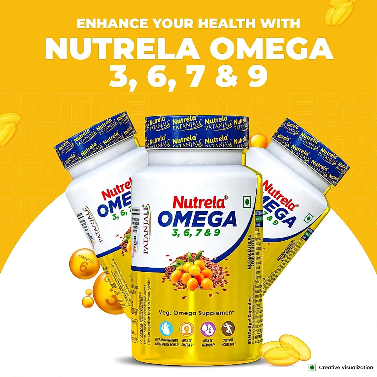 Patanjali Nutrela Organic Omega 3 6 7 & 9 (Pack Of 2), With Vitamin E (1.3%), 90gm