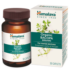 Himalaya Organic Bacopa (Brahmi), For Mental Alertness, Improves Memory Score By 30%, Supports Positive Mood I 100% Natural, 30 Veg Caplets