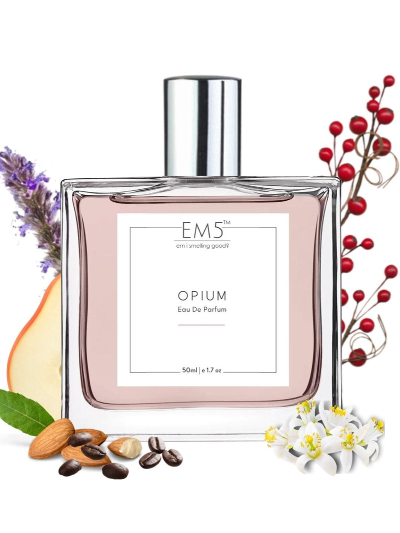 EM5 Opium EDP Perfume For Women 50 Ml 1.6 Fl.oz. | Strong And Long Lasting | Vanilla Coffee White Floral | Luxury Gift For Women