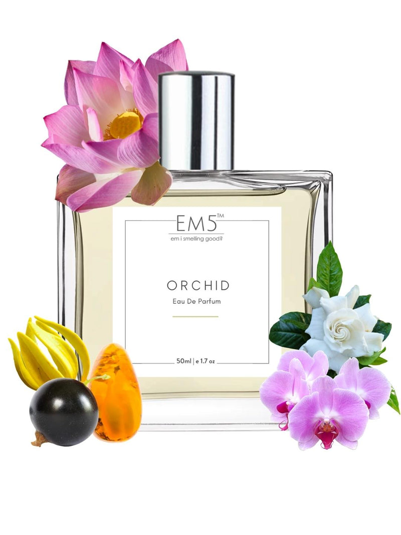 EM5 Orchid EDP Perfume For Women 50 ml 1.7 fl.oz. | Strong And Long Lasting | Warm Spicy Earthy Woody | Luxury Gift For Women