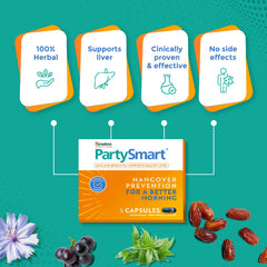 Himalaya Partysmart Capsules, Herbal Formulation That Helps Prevent Hangovers | 5 Capsules