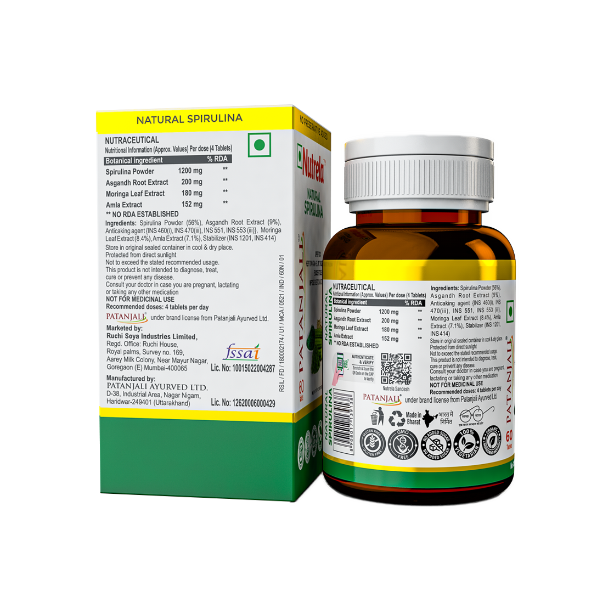 Patanjali Nutrela Spirulina Natural, With High In Protein And Vitamins, 32gm