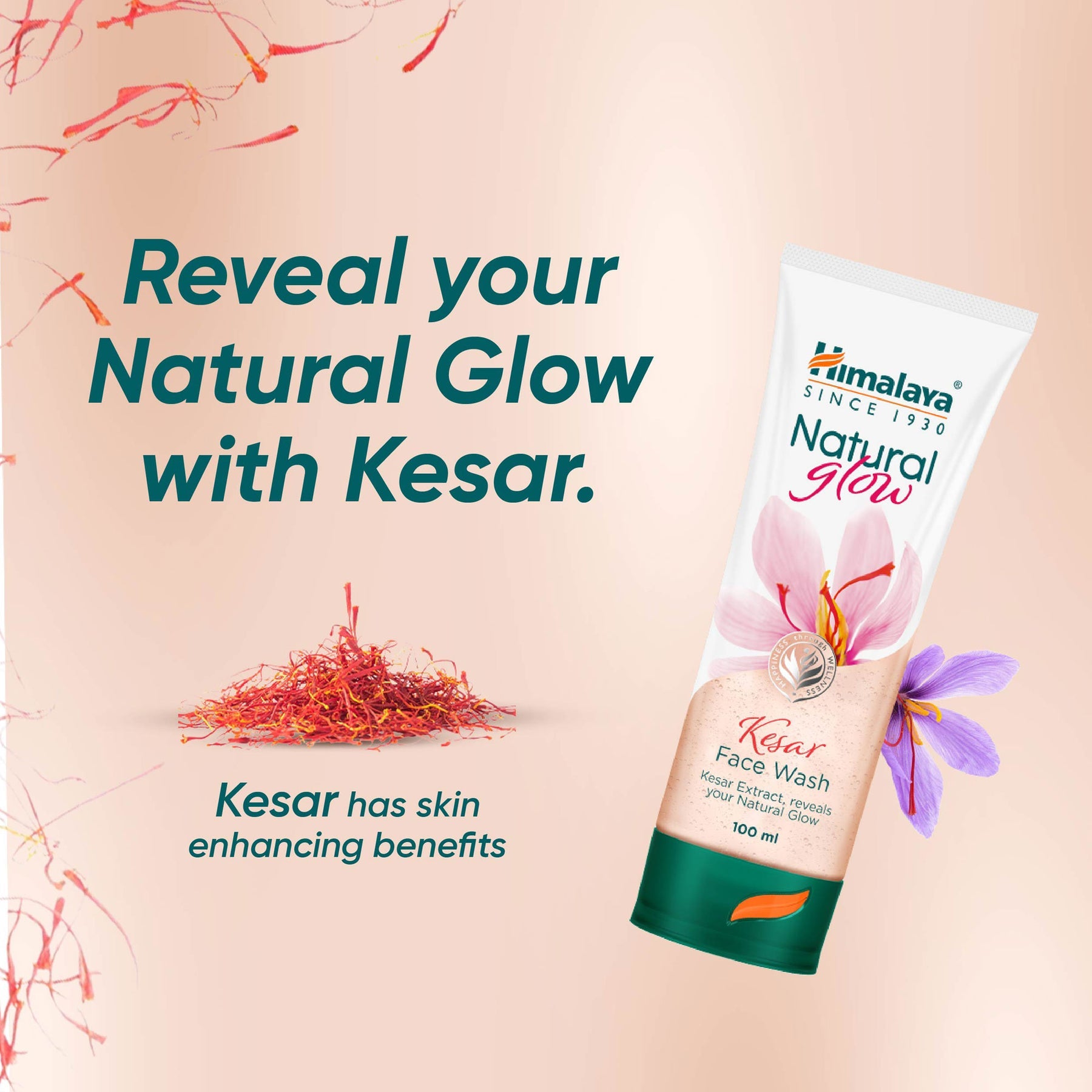Himalaya Natural Glow Kesar Face Wash, Gently Removes Impurities, Nourishes Skin | 100ml