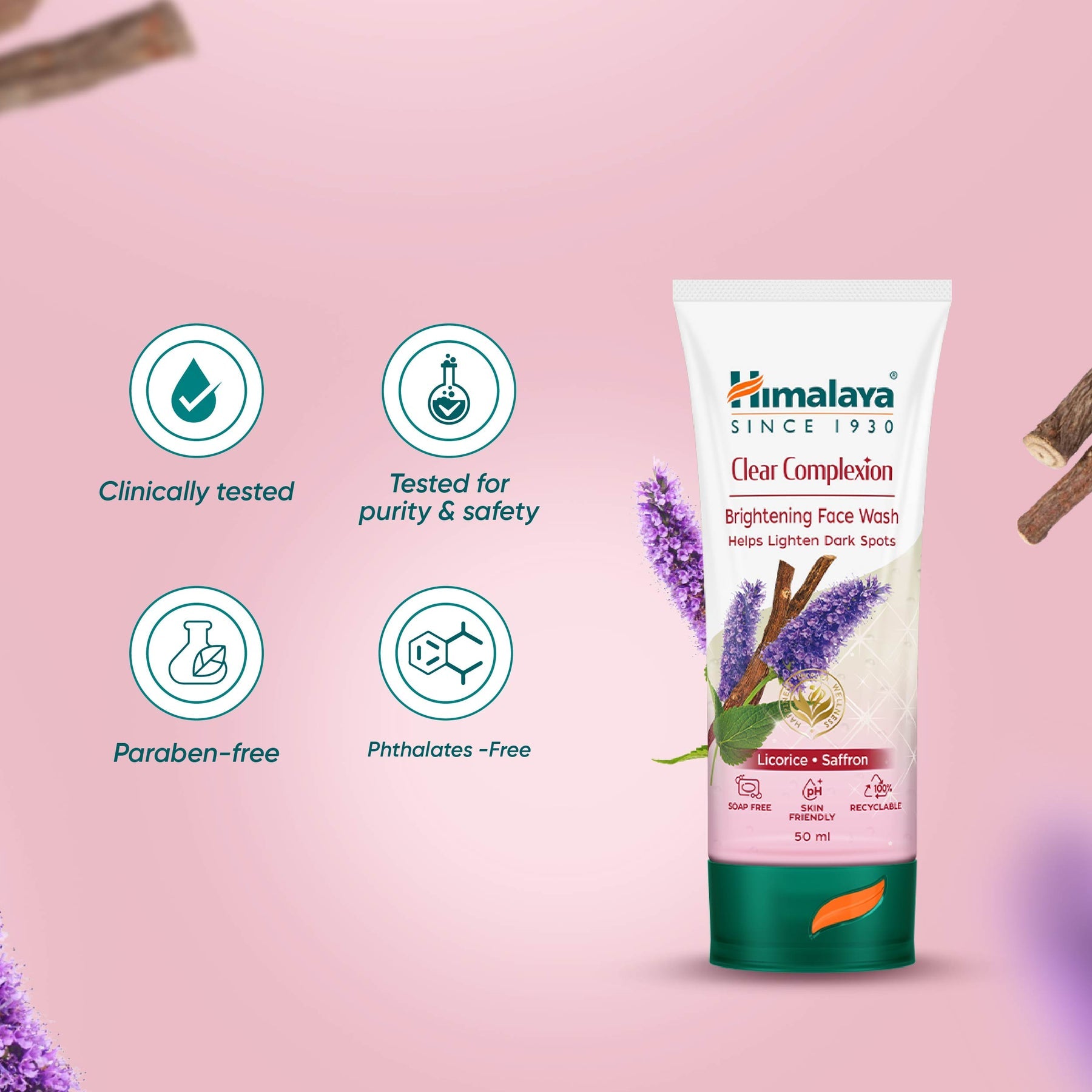 Himalaya Clear Complexion Brightening Face Wash, Cleanses & Clarifies Impurities | 50ml