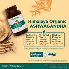 Himalaya Organic Ashwagandha 670mg Tablets, Helps Release Stress, Rejuvenates Mind & Body, General Wellness | 30 Caplets