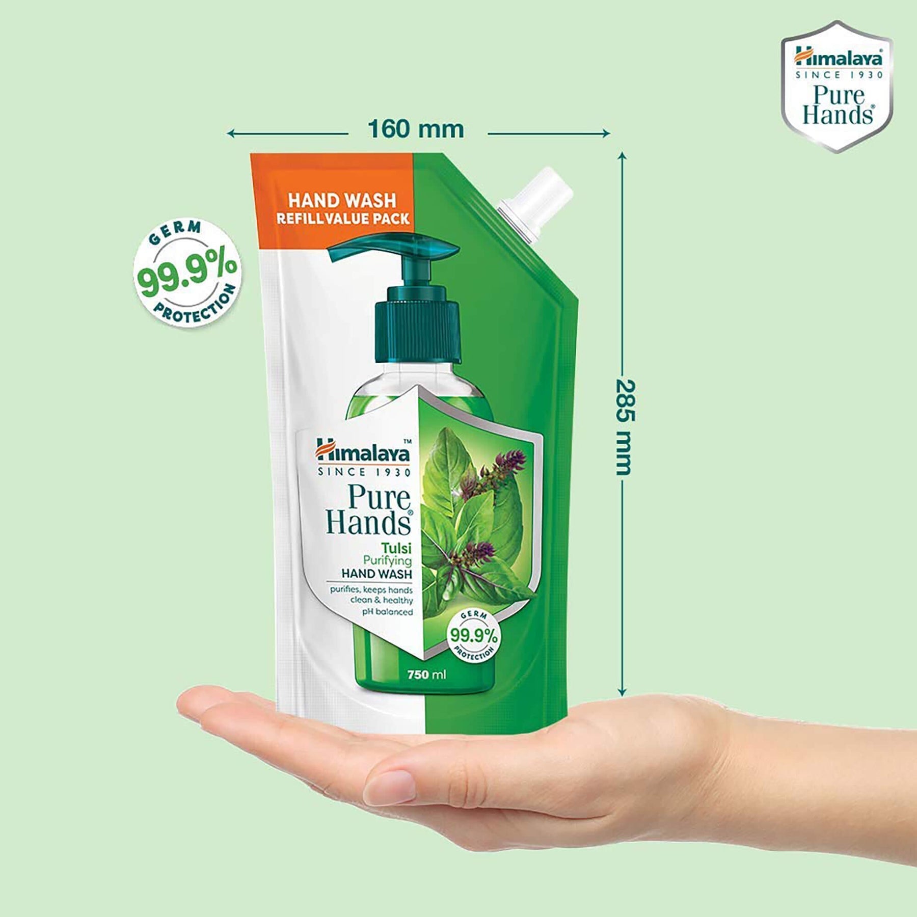 Himalaya Pure Hands Tulsi Purifying Hand Wash - 750ml (Pack Of 2)