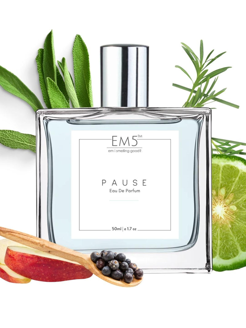 EM5 Pause EDP Perfume For Men 50 Ml 1.7 Fl.oz. | Strong & Long Lasting | Aromatic Fresh Amber | Luxury Gift For Men