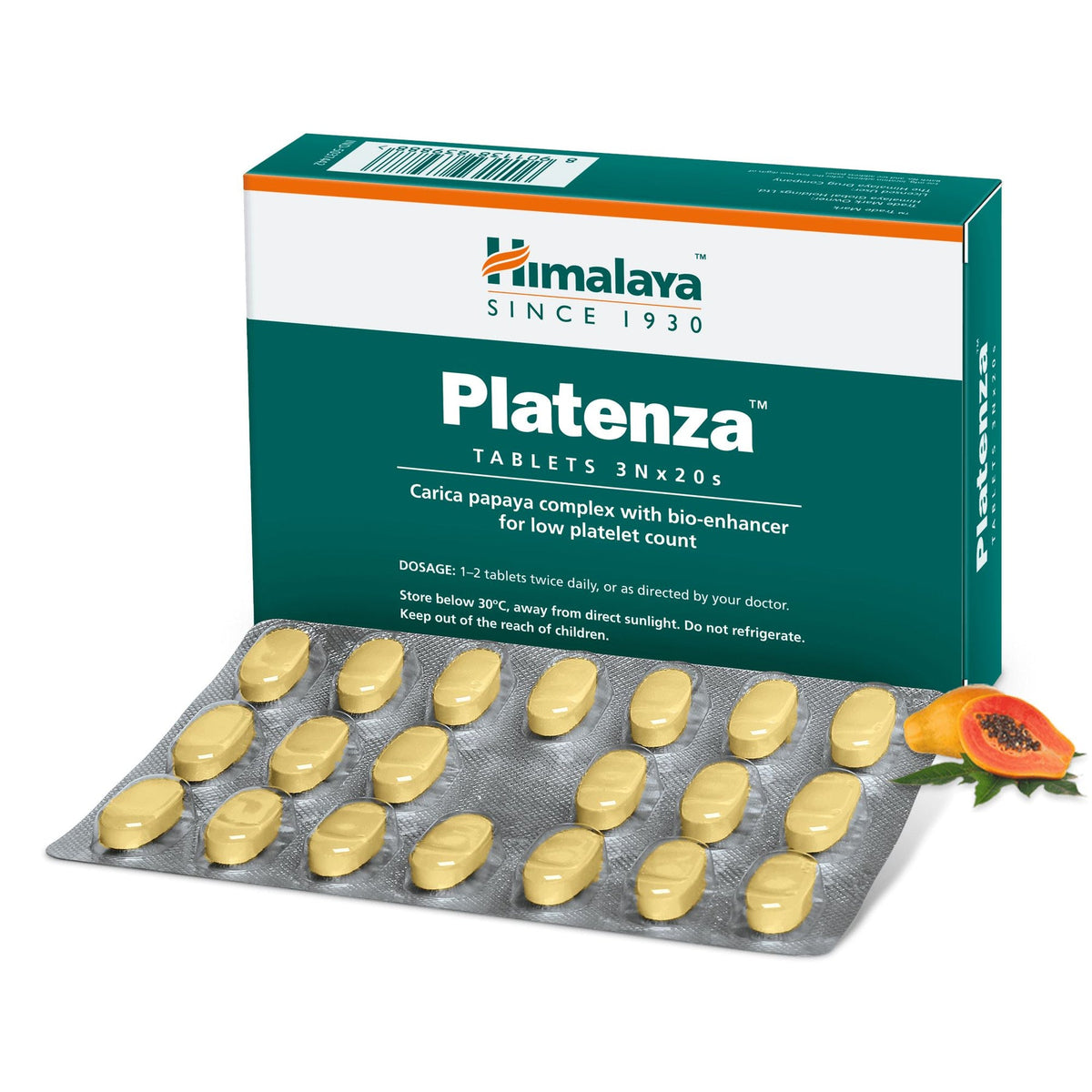 Himalaya Healthcare Platenza Tablet With Carica Papaya Complex, Manages Low Platelet Count | 20  Tablets