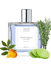 EM5 Profondo EDP Perfume For Men 50 Ml 1.7 Fl.oz. | Strong And Long Lasting | Aromatic Marine Citrus | Luxury Gift For Men