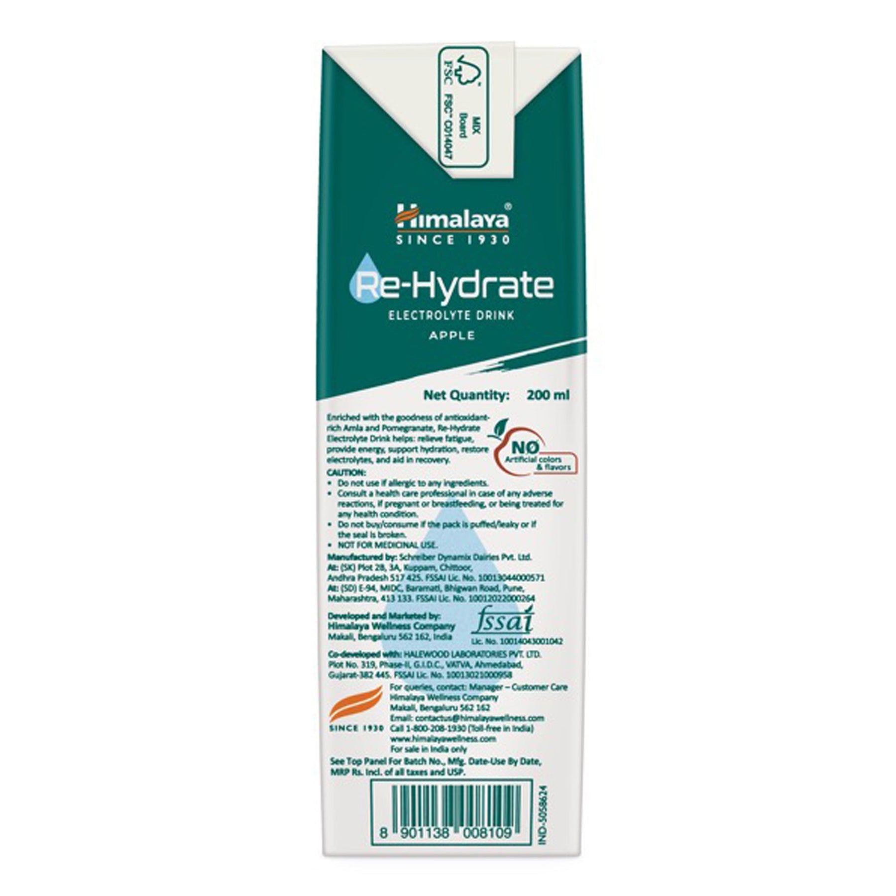 Himalaya Re-Hydrate Electrolyte Drink, For Instant Hydration & Energy | Apple Flavour, 200ml