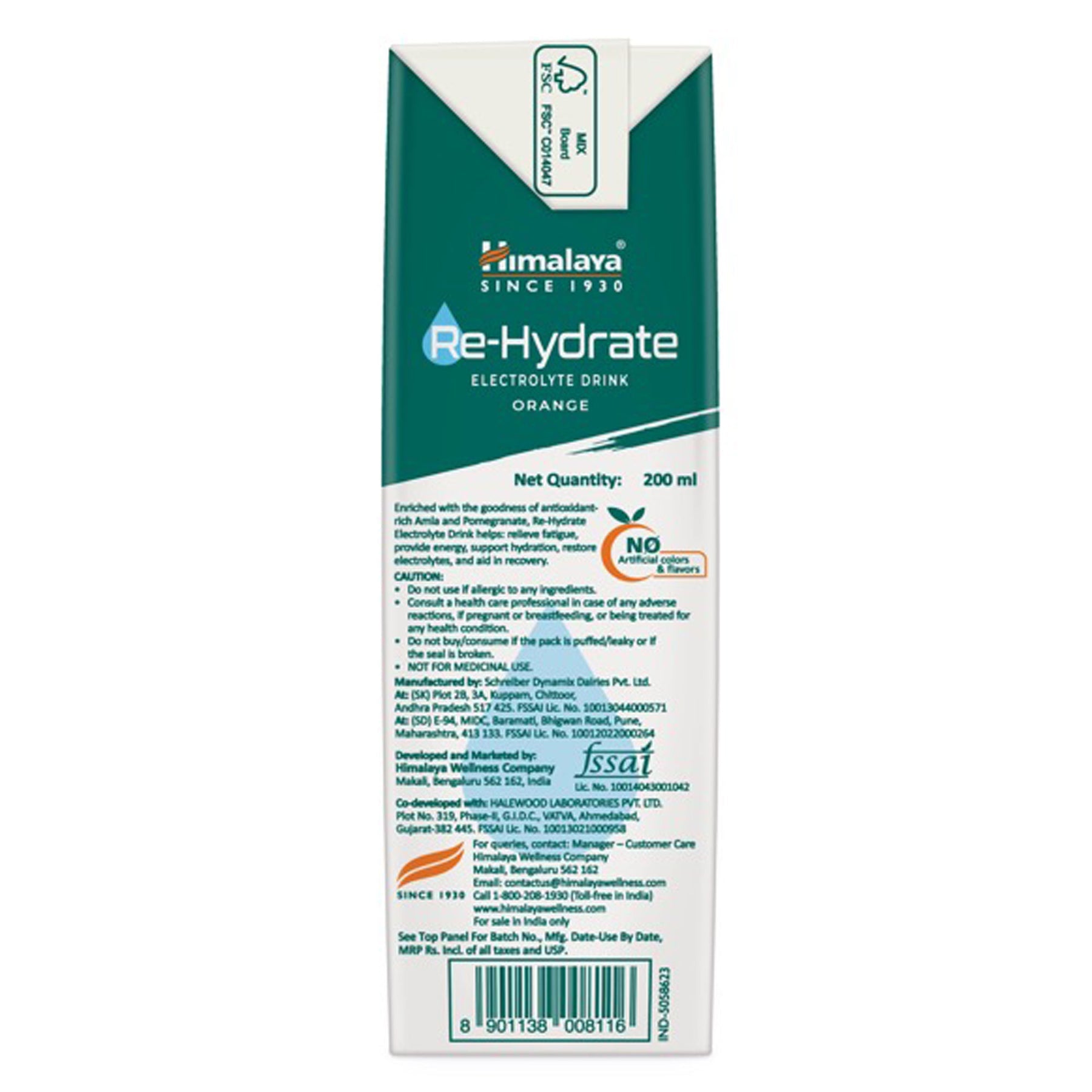 Himalaya Re-Hydrate Electrolyte Drink, For Instant Hydration & Energy | Orange Flavour, 200ml