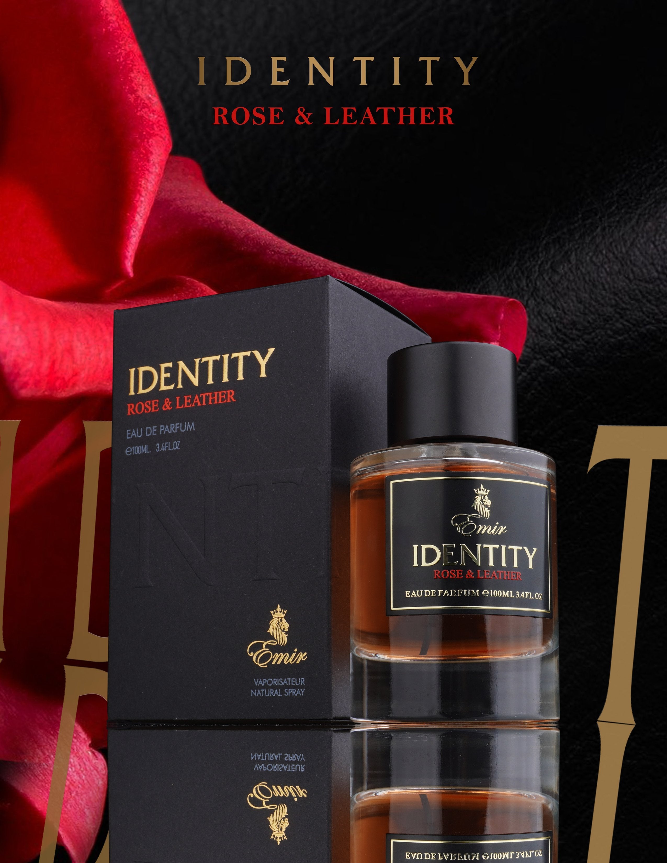 Emir Identity Rose & Leather Eau De Parfum 100ml 3.4 Fl.oz. Unisex Luxury Fragrance | Long Lasting