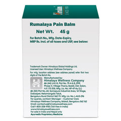 Himalaya Rumalaya Pain Balm, Fast Relief From Headache & Neck Pain Ayurvedic, Suitable For Everyday Use | 45gm