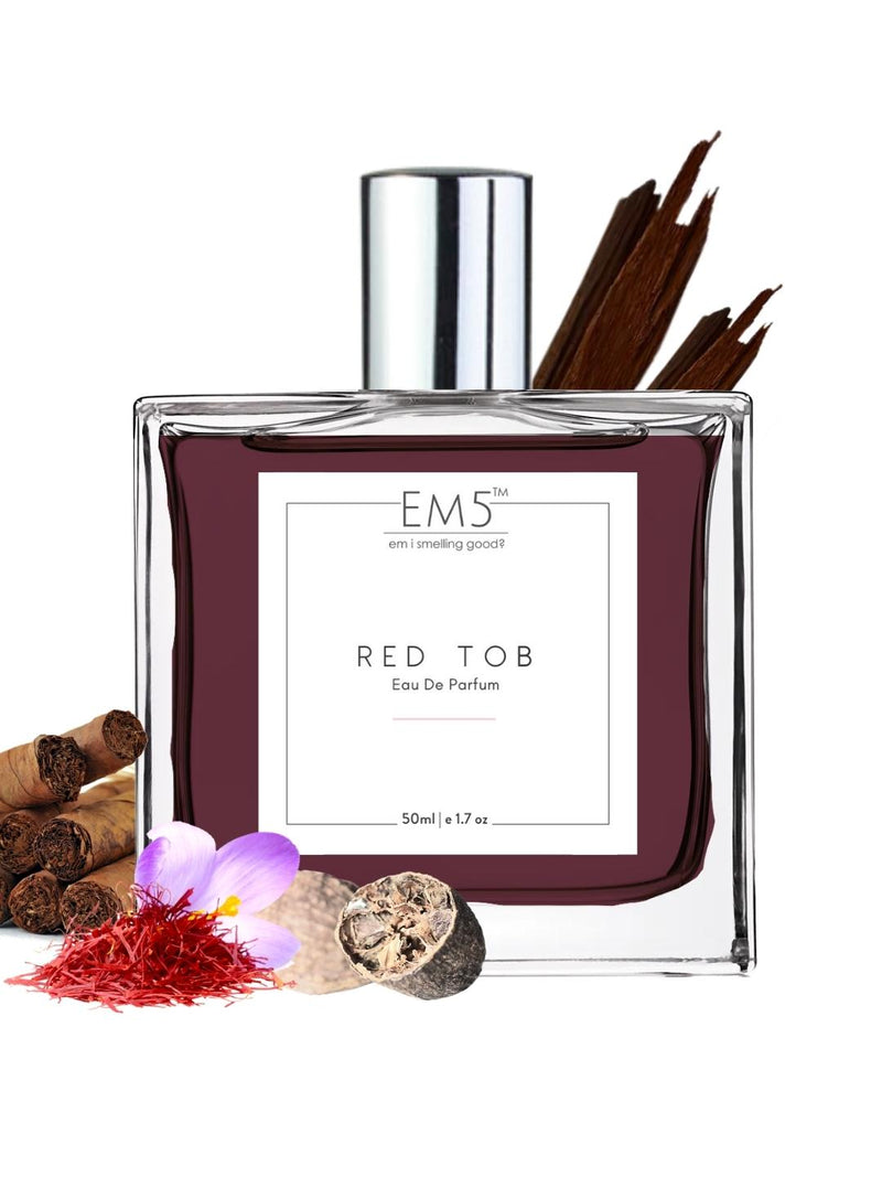 EM5 Red Tob Unisex Eau De Parfum 50 Ml 1.7 Fl.oz. | Strong And Long Lasting | Spicy Tobacco Woody | Luxury Gift For Men & Women