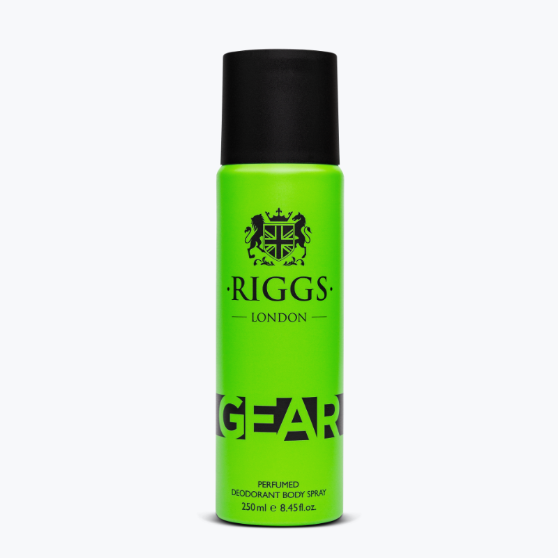 Riggs London Gear Perfumed Deodorant Body Spray 250ml 8.4 Fl.oz. Unisex Fragrance | Daily Wear