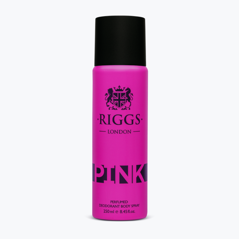 Riggs London Pink Perfumed Deodorant Body Spray 250ml 8.4 Fl.oz. Unisex Fragrance | Long Lasting