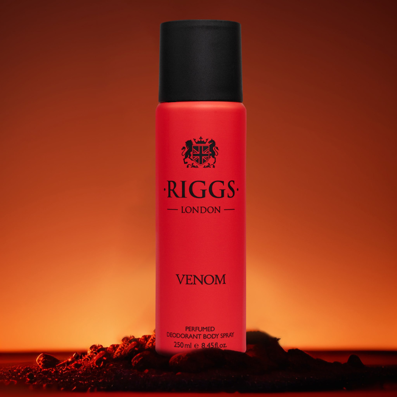 Riggs London Venom Perfumed Deodorant Body Spray 250ml 8.4 Fl.oz. Men Fragrance | Long Lasting