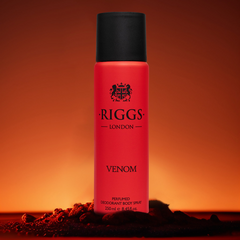 Riggs London Venom Perfumed Deodorant Body Spray 250ml 8.4 Fl.oz. Men Fragrance | Long Lasting