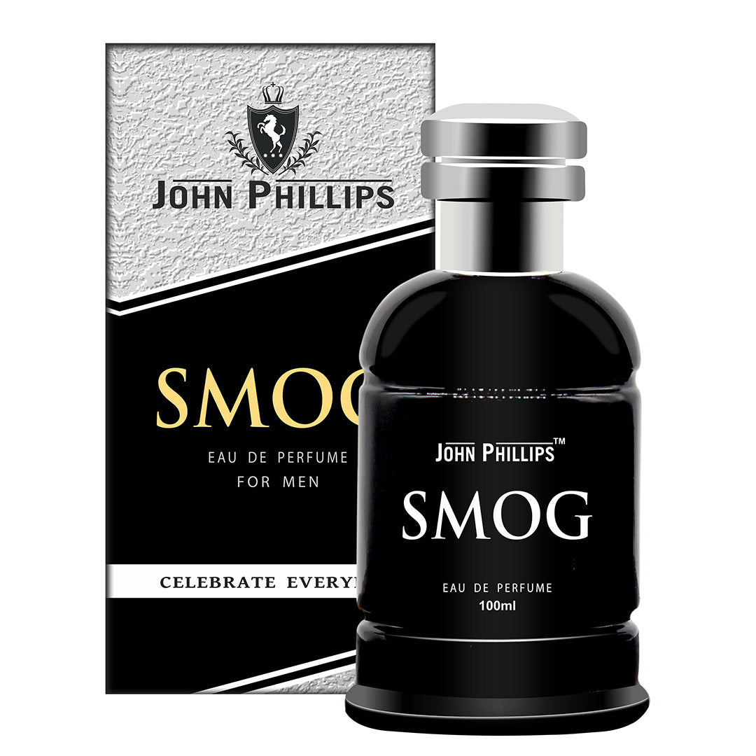 John Phillips Smog Eau De Perfume 100ml 3.4 Fl.oz. Skin Friendly & Long Lasting Aromatic Citrus Perfume | Men Fragrance For Day & Night Use