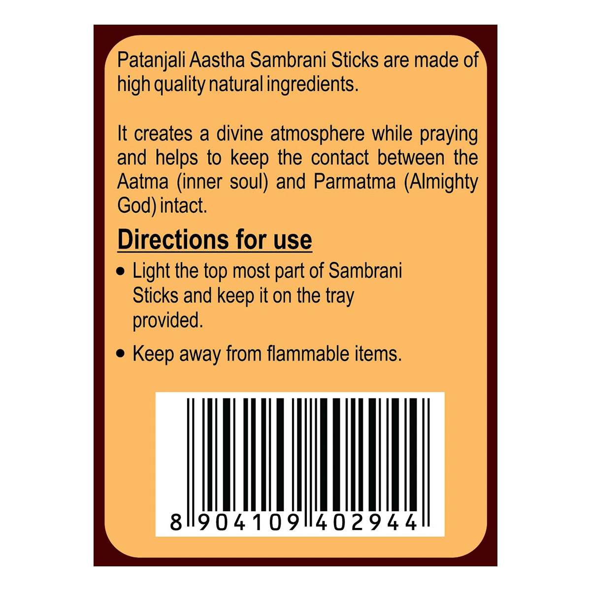 Patanjali Aastha Sambrani Stick, With Ideal For Use During Pooja, Rituals & Enjoying Real | 100gm
