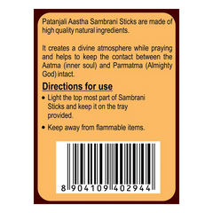 Patanjali Aastha Sambrani Stick, With Ideal For Use During Pooja, Rituals & Enjoying Real | 100gm