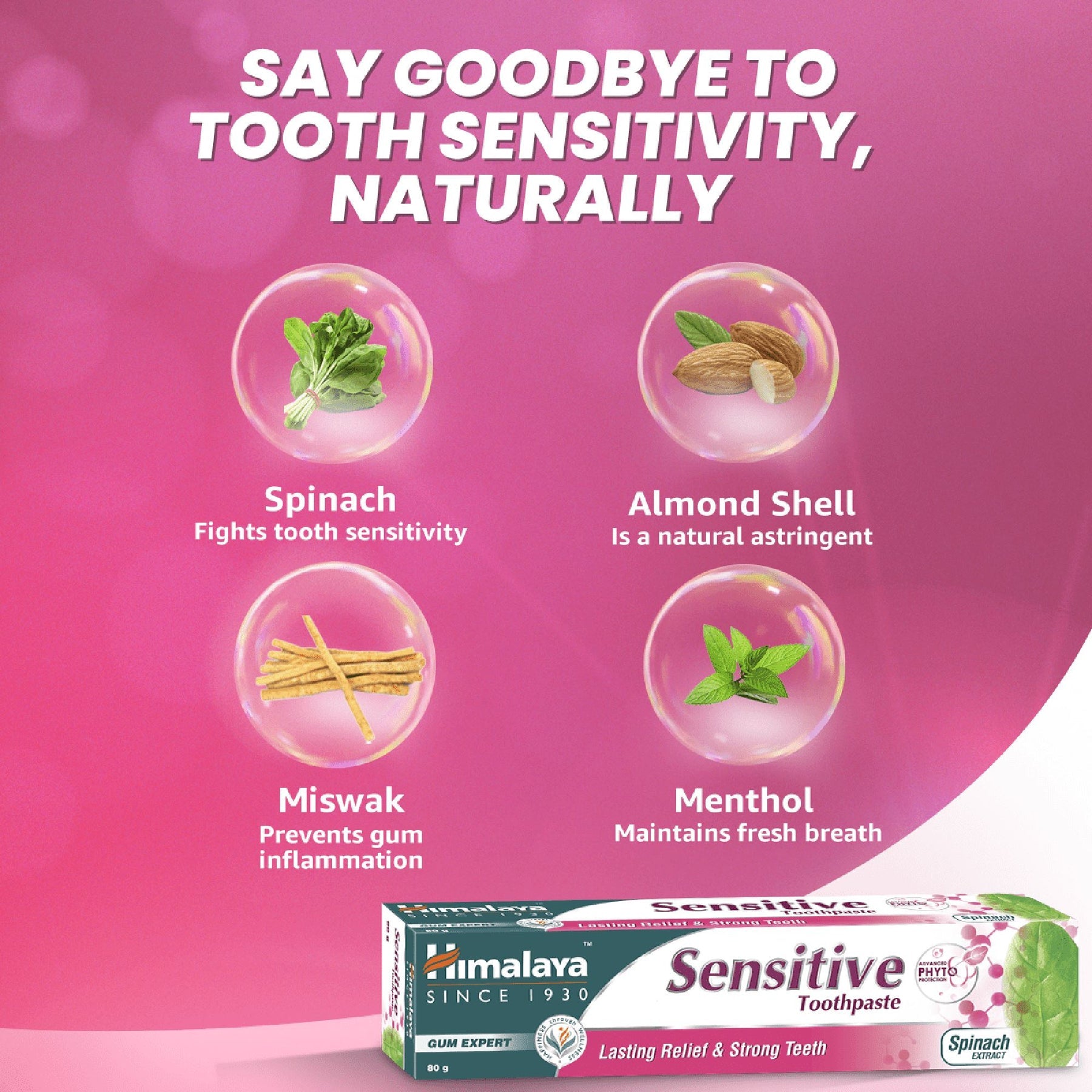 Himalaya Sensitive Toothpaste, Rapid & Lasting Relief From Sensitivity | 80gm