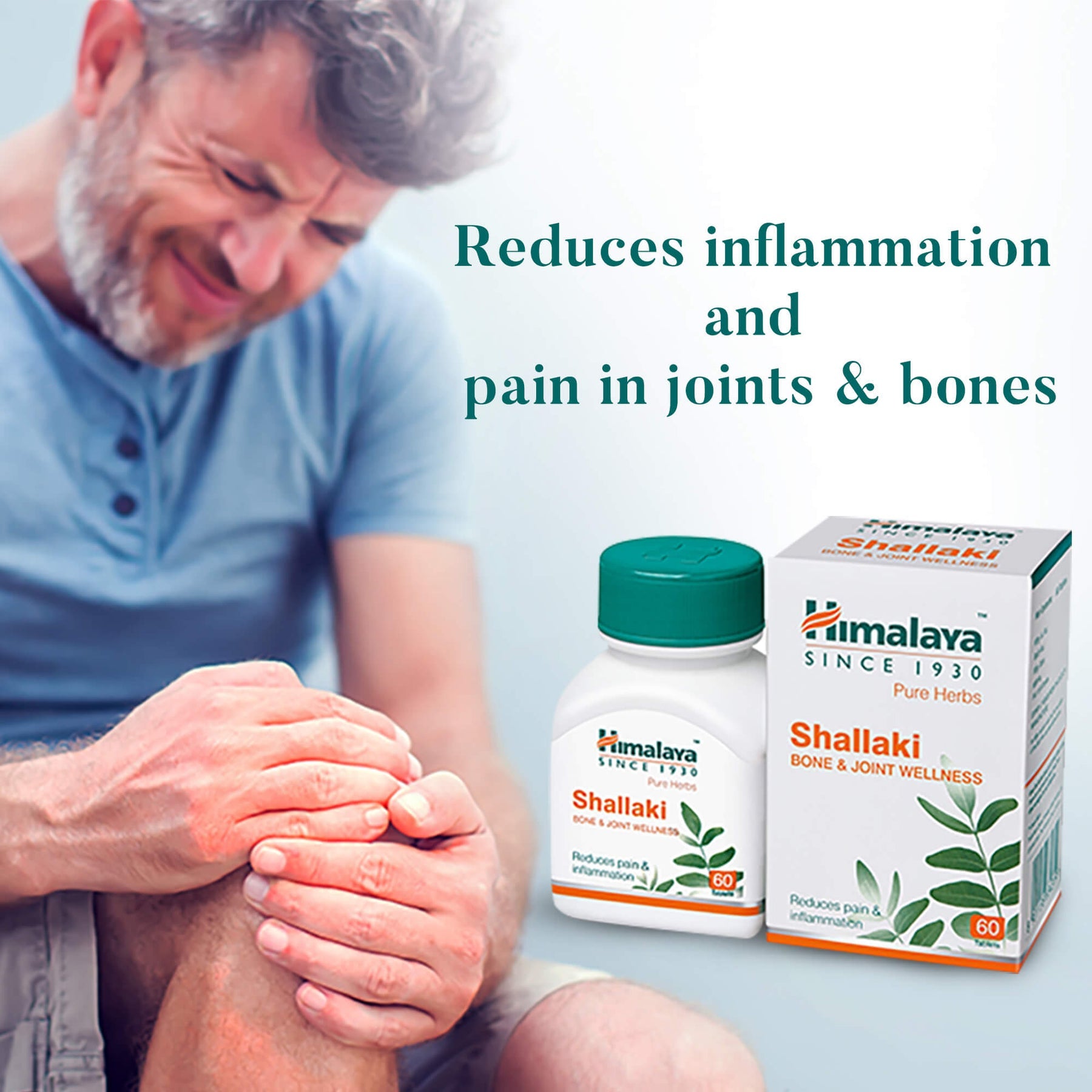 Himalaya Wellness Pure Herbs Shallaki Bone & Joint Wellness Tablet, Reduces Pain & Inflammation | 60 Tablets