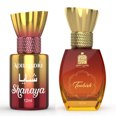 ADILQADRI SHANAYA & TAABISH ATTAR COMBO | ARABIC FRENCH BLEND & ARABIC SCENT | LONG LASTING NON-ALCOHOL ROLL-ON ATTAR FOR MEN & WOMEN 12ML 0.4 FL.OZ. EACH PACK OF 2