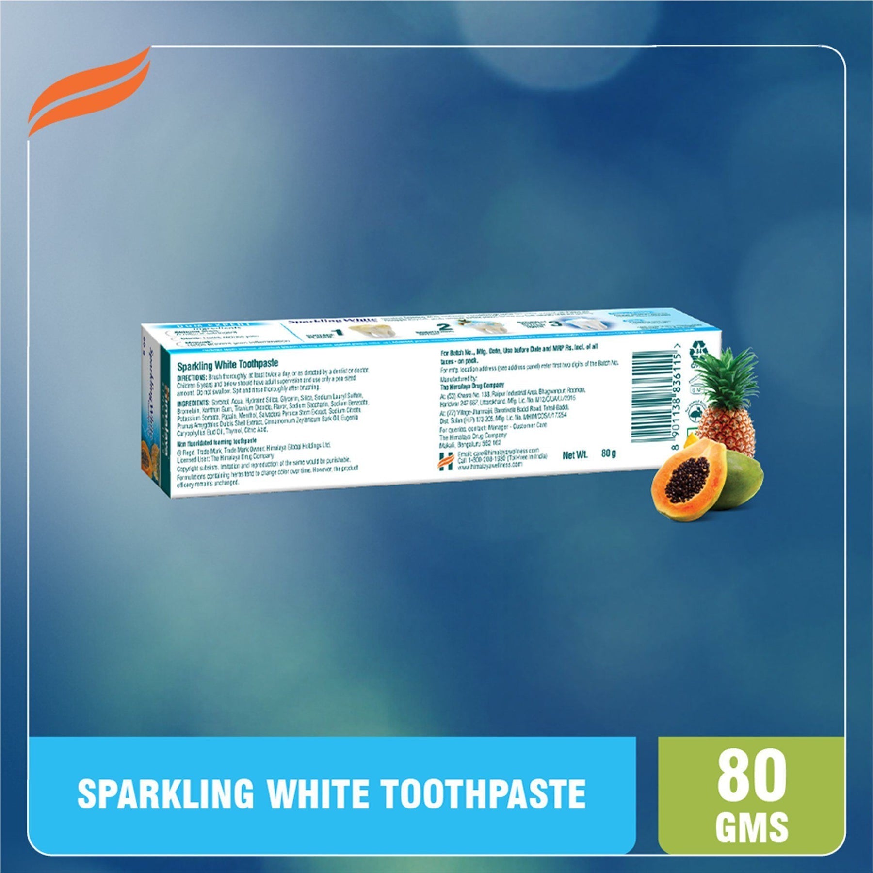 Himalaya Sparkling White Toothpaste, No Chemical Bleach | 80gm