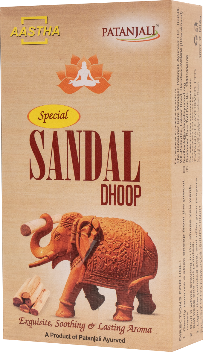 Patanjali Aastha Special Sandal Dhoop,10 N, With Exquisite, Soothing & Long Lasting Aroma | 40gm