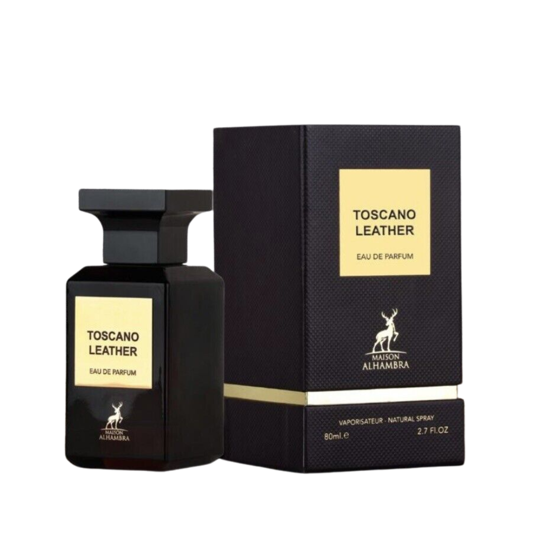 TOSCANO LEATHER BY MAISON ALHAMBRA EAU DE PARFUM FOR UNISEX 80ML 2.7 FL.OZ.